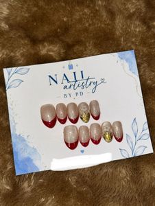Handmade Red French Tip Press-On Nails