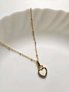 Korean Double Sided Heart Pendant chain Necklace
