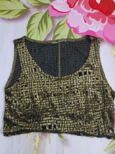 (1100)Vintage Textured Crop Top