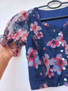Floral Sheer Puff Sleeve Top
