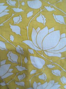 Yellow and white pure cotton Floral printed Kurta