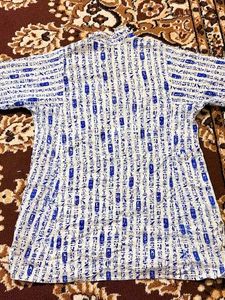 Blue &amp; White Printed Kurta