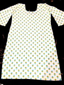 Handmade Blue flower print  short kurti/Dress ( Br