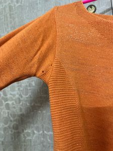 Sparkly Orange Knit Top