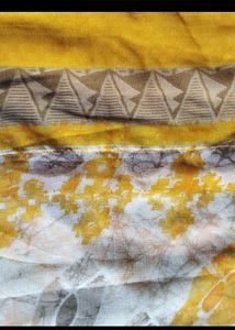 Elegant Yellow &amp; White Floral Print Saree
