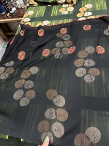 Elegant Black Saree with Peacock Embroidery