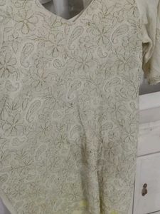 Light Yellow Embroidered Kurta with shalwar