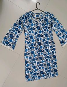 Blue Floral Print Kurta