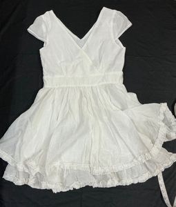 fairy core White Mini Dress( not transparent, read