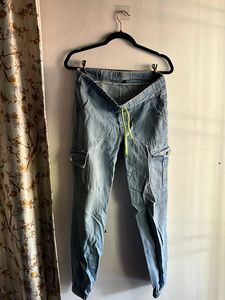 Light Wash Denim Cargo Pants