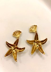 New Gold Starfish Dangle Earrings