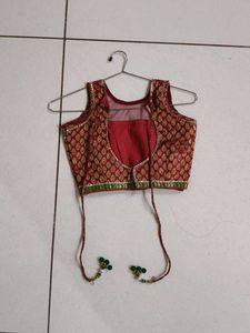 Golden &amp; Red Chaniya Choli