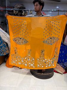 Stunning Orange Sequined Lehenga Set