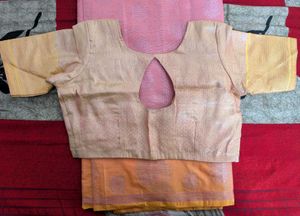 Elegant Pink Saree with Orange Border also bl