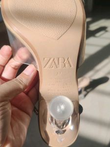 Zara Rhinestones Nude Heels