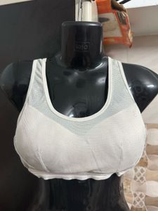Sports Bra - White &amp; Coral Pink