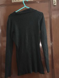 Black Ribbed Knit Top