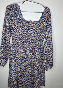 Fit &amp; Flare Smoked Floral Print Mini Dress