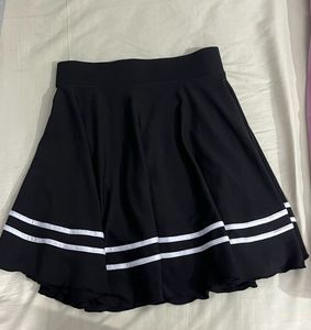 Black Skort with White Double Stripe Detail