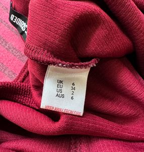 Red Ribbed Bodysuit