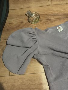 Lilac Puff Sleeve Wrap Dress
