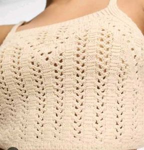 ASOS DESIGN co-ord crochet cami top incream