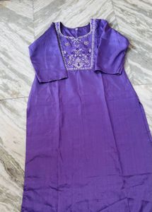 Elegant Purple Embroidered Kurta Set