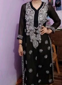 Elegant Black Chikankari Kurta