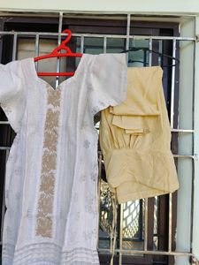 Cotton Clend Crochet work Kurti With Pants
