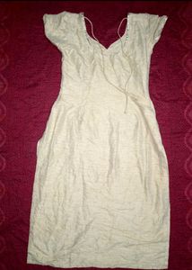 Beige Kurti with Silver Detail