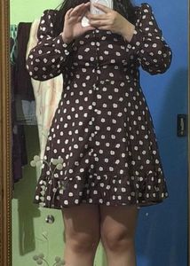Chic Brown Floral Mini Dress