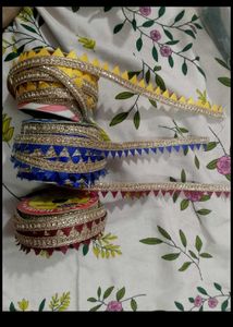 Embellished Fabric Trims - Yellow, Blue, Maroon