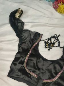 Sleek Black Satin Blouse