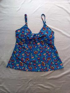 Blue Floral Print Bikini Top