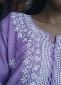 Lavender Embroidered Kurta Set