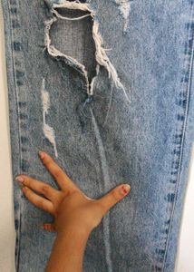 Distressed Blue Jeans