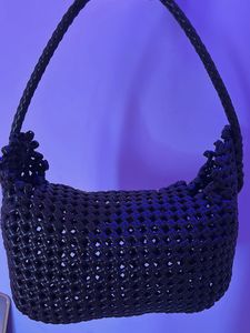 Unique Woven Hobo Bag with Floral Charms
