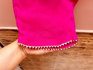 Vibrant Pink Embroidered Sleeve