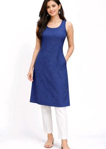 Elegant Blue Sleeveless Kurta