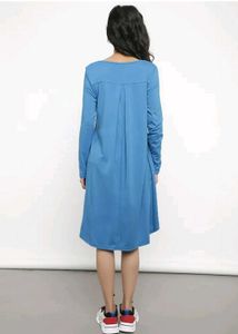 👗Blue Long Sleeve Casual Dress