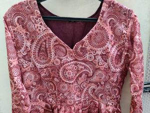 navratri Paisley Print rust long kurti