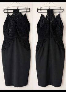 🖤Elegant Black Lace Halter neck Dress👗