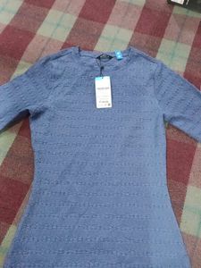 Blue Knitted Bodycon Dress