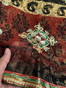 Elegant Red &amp; Gold Embroidered Saree