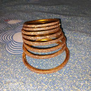 Exquisite Diamond & Gold Bangles Set