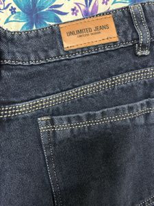 Unlimited Dark Blue Denim Wide Leg Jeans