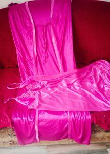 Luxurious Satin Nightgown with Robe