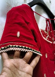 Red Bandhani Handwork Saree with Blouse