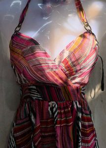 251110. Vibrant Halter Neck Mini Dress