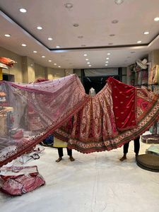 Stunning Red &amp; Gold Embroidered Lehenga